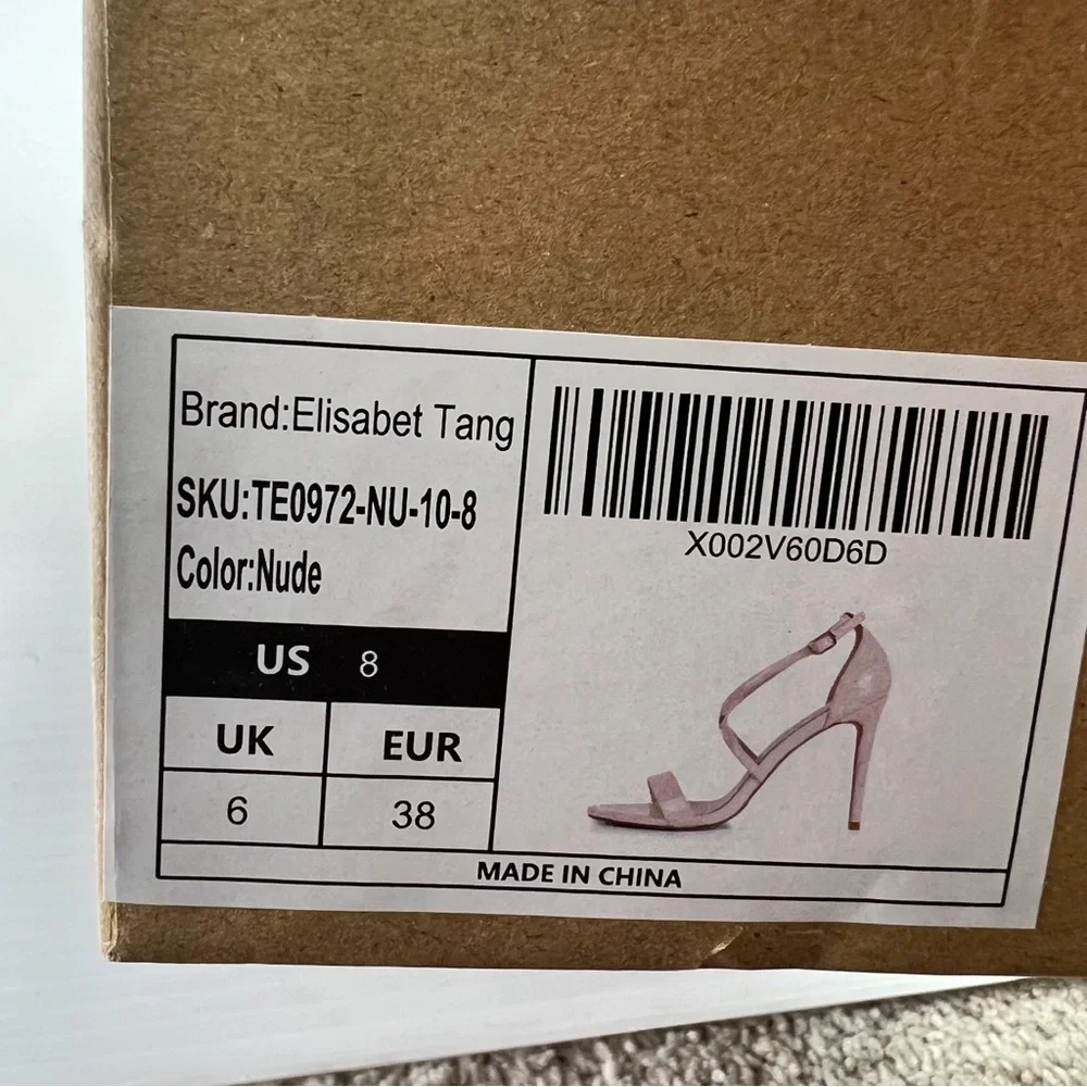 Elisabet Tang Heels womens 8 Neutral Beige Strappy Stiletto Wedding sandals
